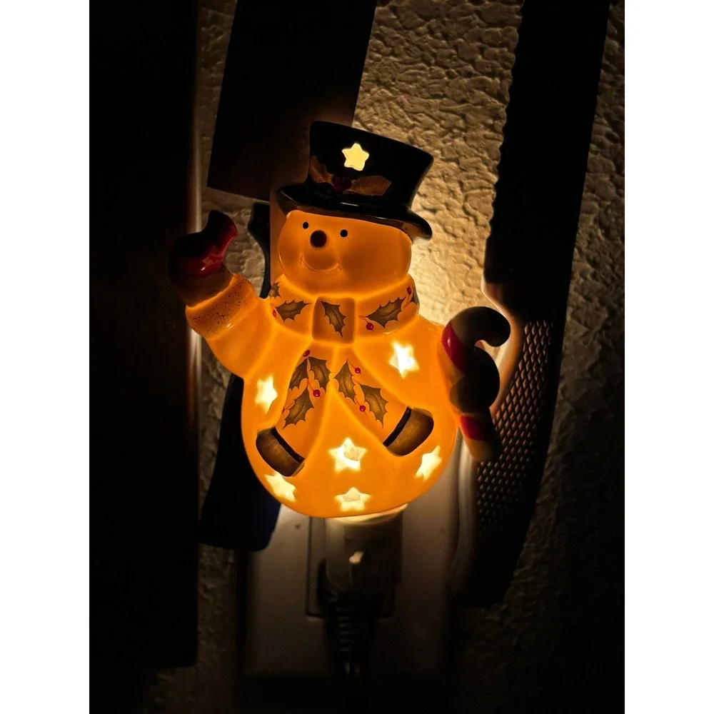 Lenox Happy Holly Days Snowman Night Light Porcelain Christmas Decor Holiday